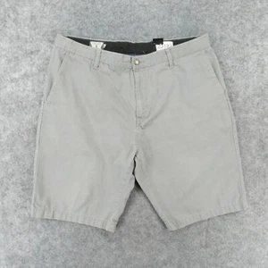 Volcom Shorts Mens 38 Chino Flat Front Gray Casual w Logo 10" Inseam - Picture 1 of 17