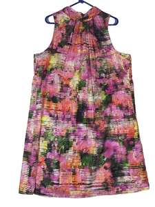 Vestido sin mangas London Times para mujer 16W multicolor floral sin mangas con lazo trasero - Imagen 1 de 18
