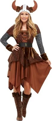 Disfraz Smiffys 50742L Reina Bárbara Vikinga, Mujer, Marrón Foto 1 de 3