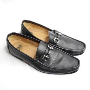 Saks Fifth Avenue Black Label Leder Halbschuhe 11 1/2 schwarz silberfarben Pferdegebiss - Bild 1 von 10