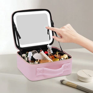 Travel Cosmetic Bag Organizer Makeup with Brushes Slots Adjustable Dividers New - Picture 1 of 23