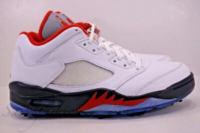 Zapato de golf Nike Air Jordan V 5 bajo rojo fuego CU4523-100 hombres talla 7 mujeres talla 8,5 Foto 1 de 4