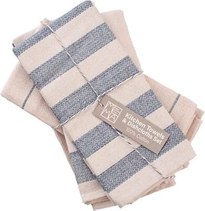 Kitchen Towels and Dishcloths Set of 4, Large 20 x 28 Inch, Upcycled Cotton Tea - Picture 1 of 7