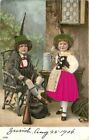 Artist Beerstein Girls Children Hunting Silk Dress 1906 Postcard 21-32