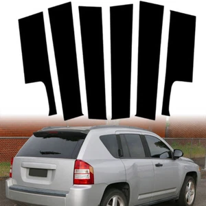 6X For Jeep Compass 2007-2017 Matte Black Pillar Posts Window Door Trim Sticker - Picture 1 of 10