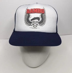 Vintage Rambo 1980's Promo Snapback Hat Trucker Cap Blue Sylvester Stallone RARE - Picture 1 of 12