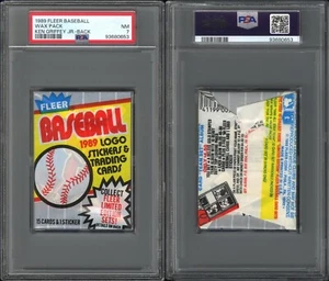 1989 Fleer Baseball Wax Pack Ken Griffey Jr RC On Back PSA 7 NM 93680653 - Picture 1 of 3