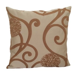 Round Floral/Leaves 20x20 Light Brown Decorative/Throw Pillow Case/Cushion Cover - Picture 1 of 3