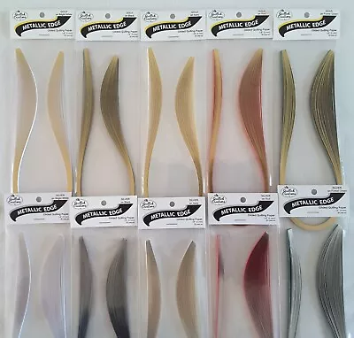 QUILLED CREATIONS GILDED QUILLING PAPER 1/8" Gold OR Silver Edged on Color Strips 10 Colors U Pick