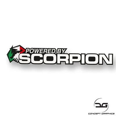 CONCEPT GRAPHICS Calcomanía adhesiva de vinilo Powered By Scorpion para todos los Fiat Abarth 500 595 Spider