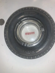 Vintage RARE TREAD! Early Pirelli Tire Cigar AshTray 1960's Glass Rubber Tire 6" - Picture 1 of 13