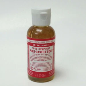 2 PK Dr.Bronner’s 18 in 1 Hemp Rose Pure-Castile Liquid Soap 2 oz w/Organic Oils - Picture 1 of 3