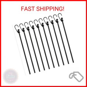 PRETEX 12 Bungee Cords with Hooks - Long Cord Rope Pack in Black - Strong Elasti - Picture 1 of 2