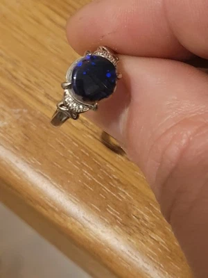 Ajustabile Women's Ring Black And Blue Australian Opal Set In 925Sterling Silver - Image 1 of 4