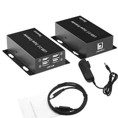 50m 4-Port USB 2.0 Ethernet Extender RJ45 Netzwerk LAN über Cat5e/6/7 Transmitter - Bild 1 von 4