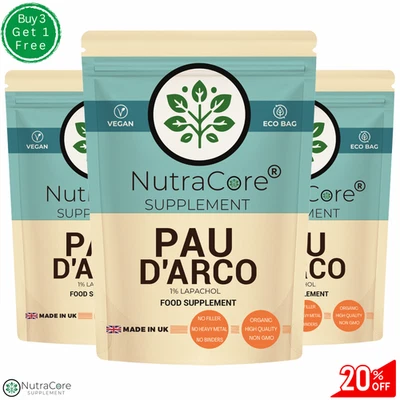 NUTRA CORE Pau D'arco Capsule 5000mg-(50mg Lapachol) Anti-Inflammation -100% Natural&Vegan