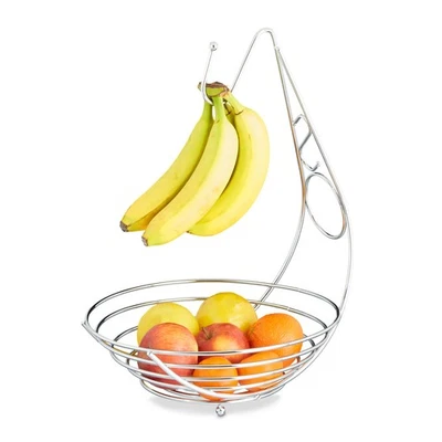 Obstschale mit Bananenhalter großer Fruchtkorb Bananenhaken Obstkorb mit Füßen - Bild 1 von 4