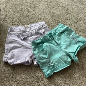 LOT of 2 Pairs Girls Size 14 Jean Shorts Levi's High Rise & Justice Mini Mom - Picture 1 of 11