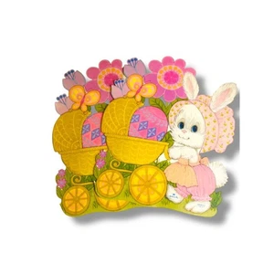 Vintage Hallmark Ostern Stanzdekor 2er Set Mädchen Hase Kaninchen 12" 35EHD 9-2 - Bild 1 von 7