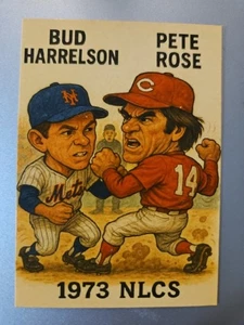 Mets Custom Caricature Card - 1973 NLCS Brawl Started By Rose & Harrelson - Picture 1 of 2