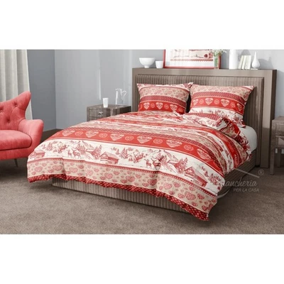 COPRIPIUMINO PIAN BENOT tirolese CON CUORI cervi E BAITE in morbida Microfibra - Immagine 1 di 4