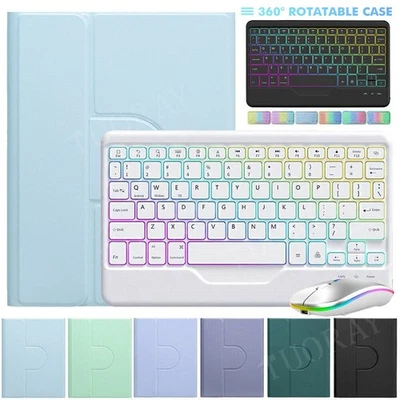 Backlit Keyboard Mouse Rotating Case Cover For iPad 6/7/8/9/10th Gen Air 4 5 Pro - Image 1 of 4