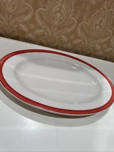 "Plato ovalado Homer & Laughlin China blanco y naranja de 10" x 15"" de colección" - Imagen 1 de 4