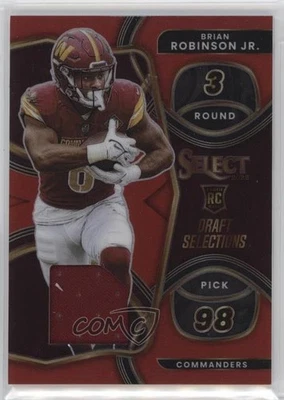 2022 Select Draft Selections Memorabilia Red Prizm Brian Robinson Jr Rookie RC - Image 1 of 2