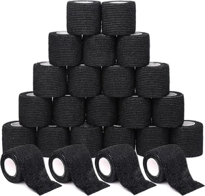 24 Rolls Black Self Adhesive Bandage Wrap 2 Inch x 5 Yards for Sports First Aid - Picture 1 of 18