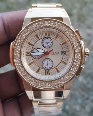 Reloj para hombre JBW Saxon dorado esfera cristal rayos de sol oro acero inoxidable JB-6101-D  Foto 1 de 4