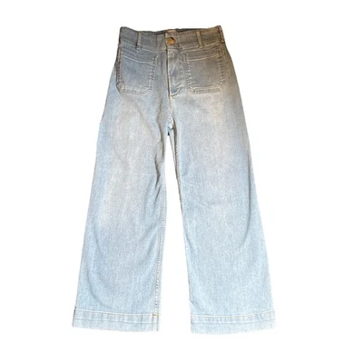 MAEVE The Colette Crop 高腰阔腿牛仔裤女式 27 码蓝色 — 第 1/4 张图片