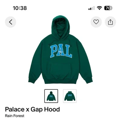 Sudadera con Capucha Talla XS Palace x Gap PAL Selva Lluvia Verde Azul Nueva con Etiquetas SS24 Foto 1 de 4