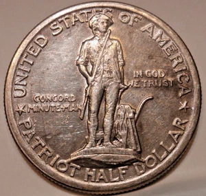AU 1925 Lexington-Concord Sesquicentennial Commemorative Half Dollar 50c Silver - Picture 1 of 6