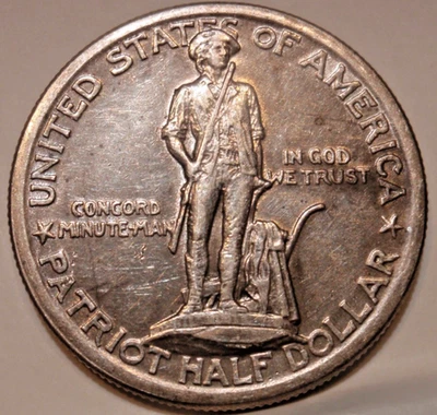 AU 1925 Lexington-Concord Sesquicentennial Commemorative Half Dollar 50c Silver - Image 1 of 4