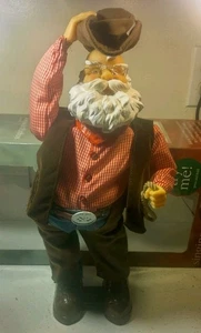 Vintage Cowboy Santa Rawhide Holiday Time 16in 2003 con scatola ricambi o riparazione... - Foto 1 di 8
