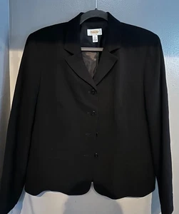 Talbots Blazer 100% Wool Women’s Size 12 Black Lagenlook academia old money y2k - Picture 1 of 10
