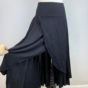 O'Neill Black Maxi Skirt High Low Layered Asymmetrical Zipper Maxi Skirt Womens - Picture 1 of 8