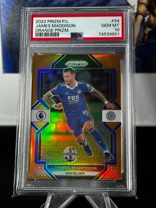 2022-23 Prizm EPL James Maddison Orange Prizm /15 #94 PSA 10 Leicester - Picture 1 of 2