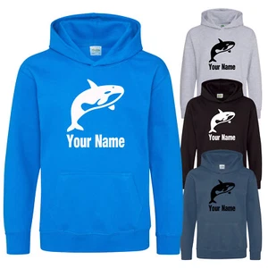 Childs Hoodie Whale Hoodie Personalised Kids Killer Whale Hoody Boys Girls - Imagen 1 de 7