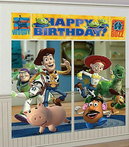 TOY STORY Scene Setter HAPPY BIRTHDAY party BACKDROP Buzz Lightyear Woody Jessie - Image 1 of 1