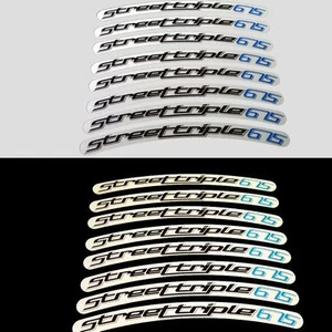 Street triple 675 colore bianco RIFLETTENTE cerchio ruota grafica adesivi decal x 12 - Foto 1 di 3