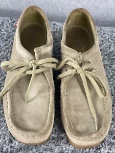 Mocasín Clarks Wallabee de gamuza para mujer 7,5 TN cuña suela de crepé - Imagen 1 de 8