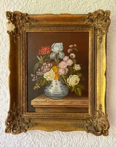 Ölbild Johann Crepaz altmeisterliche Blumen signiert - Bild 1 von 3