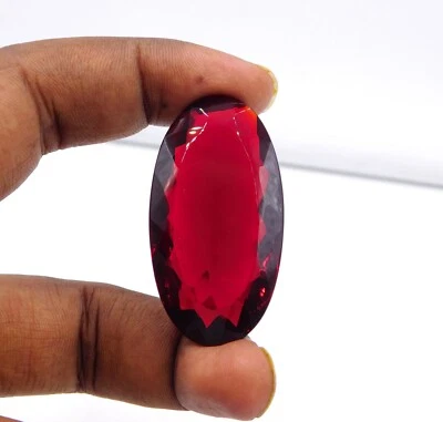Lab Created Multi Cut Oval Loose Gemstone 25x47 MM For Pendant Making P-3360 - Image 1 of 4