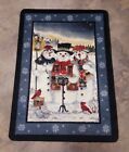 Christmas Merry Minstrels Carolling Snowmen Area Rug  Approx 3" x 4" Made in USA