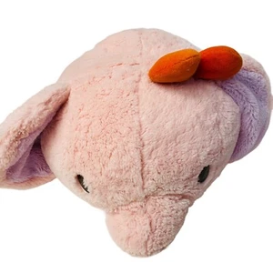 Cute Plush Pink Elephant Pillow Pet With Orange Bow Super Soft & Cuddly - Picture 1 of 11