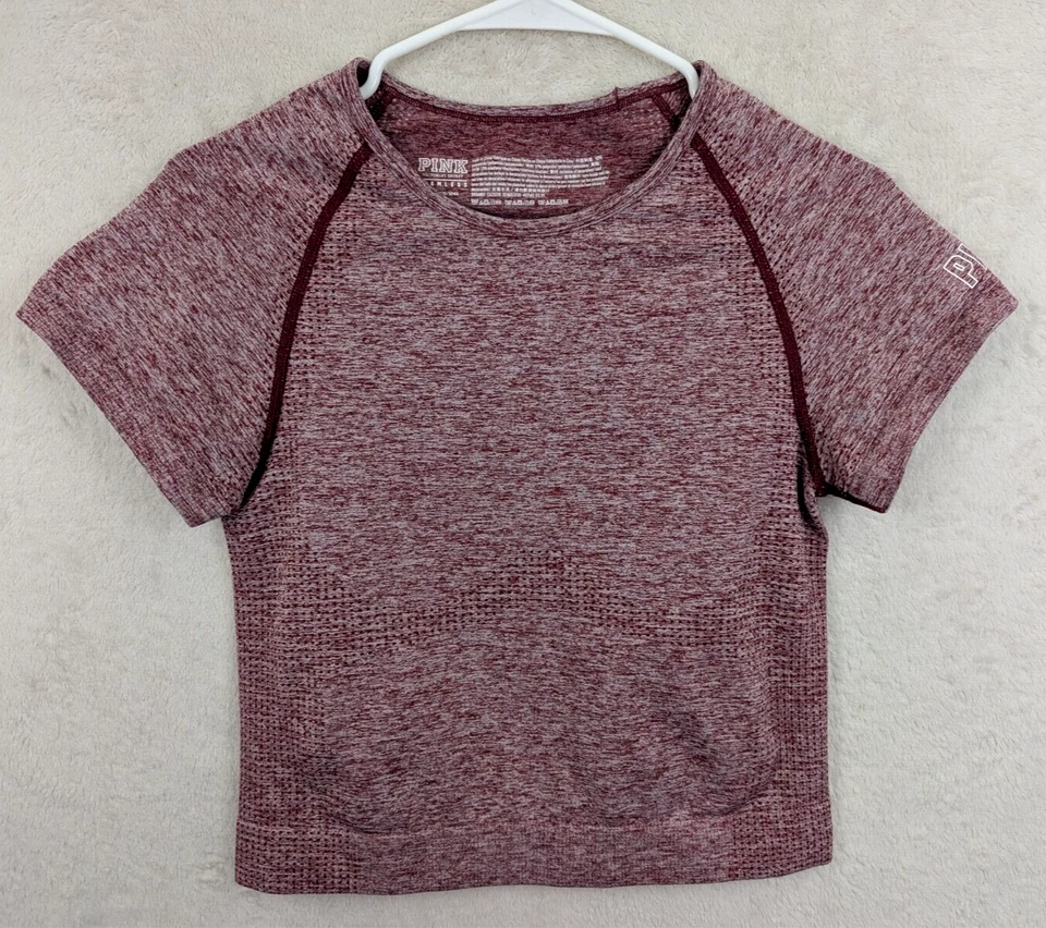 Top corto ROSA Victoria's Secret talla L sin costuras borgoña compresión atlética 3849 Foto 1 de 3
