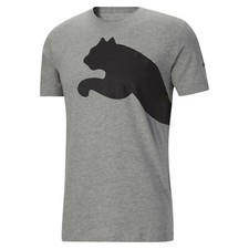 PUMA OVERSIZED CAT LOGO TSHIRT MEN'S SHORT SLEEVE CREW NECK SIZE M GREY HEATER