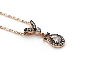 Womens 925 Sterling Silver Necklace Topaz Rose Gold Tulip