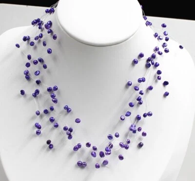 Soft light Missing friendship Babysbreath 100% really FW pearl necklace blue 2 - Image 1 of 3